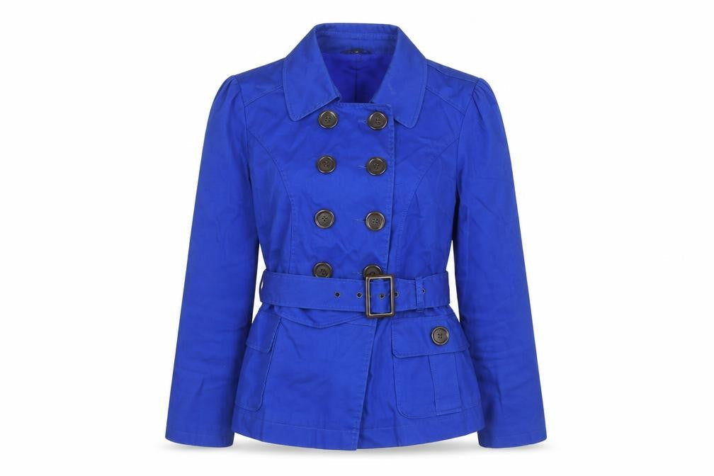 Marks & Spencer Women's Blue Belted Trench Jacket Size 12