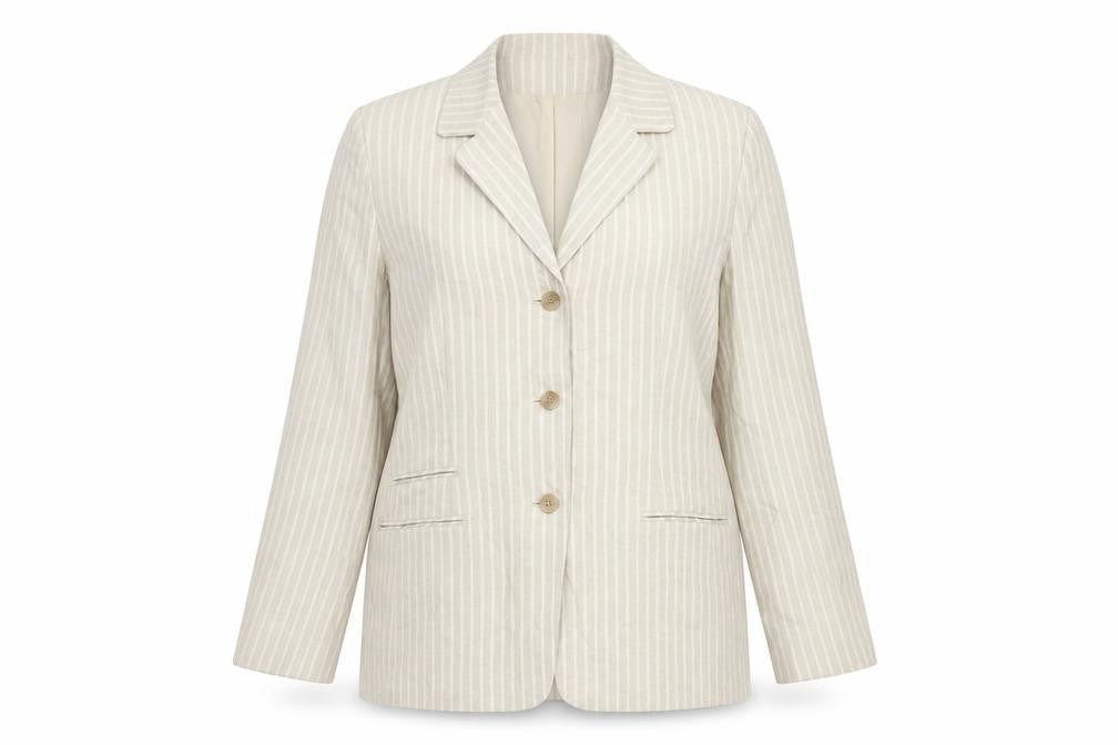 JH Collectibles Women Beige Stripe Blazer Jacket UK 14