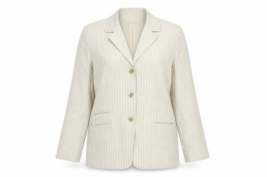 JH Collectibles Women Beige Stripe Blazer Jacket UK 14