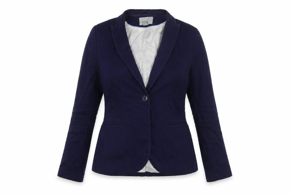 H&M Women's Blue Blazer, Size 8, Lined, One-Button