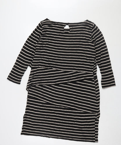 Back view of mamas & papas Women's Black Striped Shift Dress -, size 14