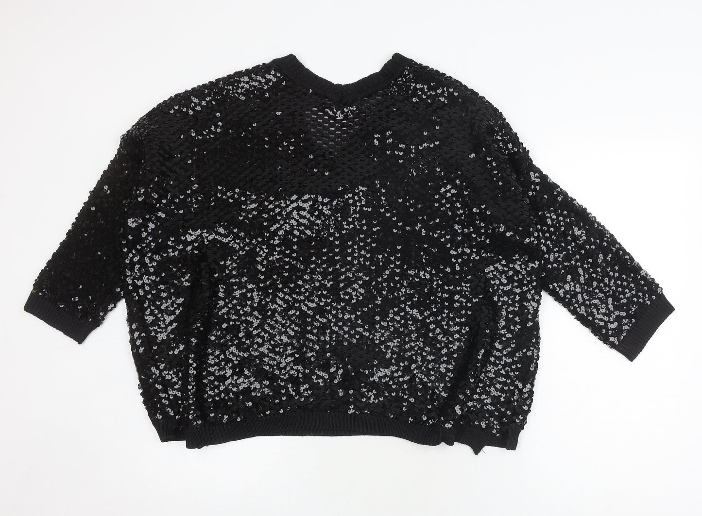 Topshop Women's Black Medium Sequin Pullover Jumper