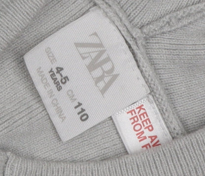 Zara Boys Grey Hooded Pullover Jumper 4-5 Years