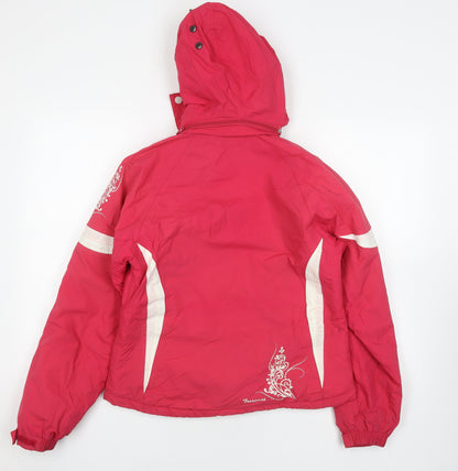 Back view of Trespass girls’ red ski jacket 15-16 years waterproof