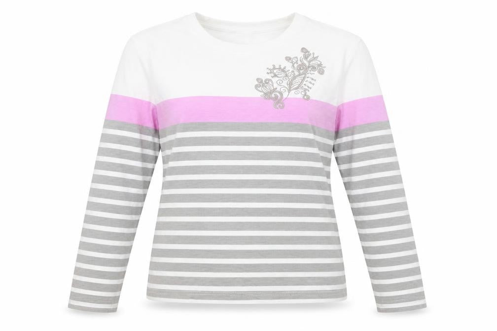 Damart Women's Multicoloured Striped T-Shirt in Size S