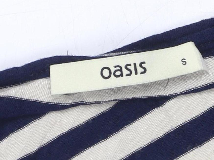 Oasis Women’s Blue Striped Long Sleeve Lace T-Shirt