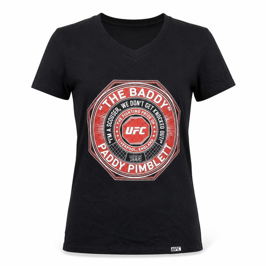 Front view of UFC Black Women's V-Neck T-Shirt S Casual