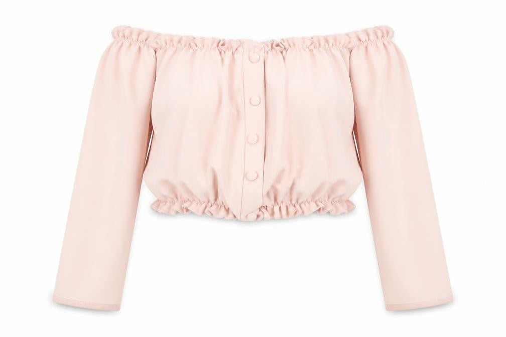 New Look Women’s Pink Off Shoulder Cropped Blouse - Size 10