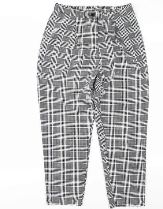 H&M Women's Multicoloured Tapered Plaid Trousers S
