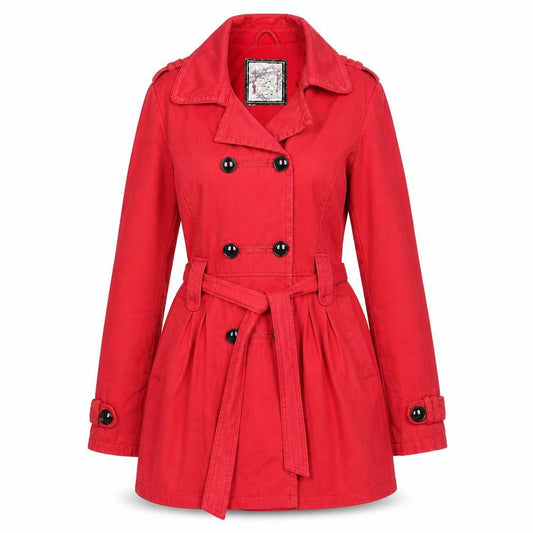 New Look Women's Red Trench Coat Size 12