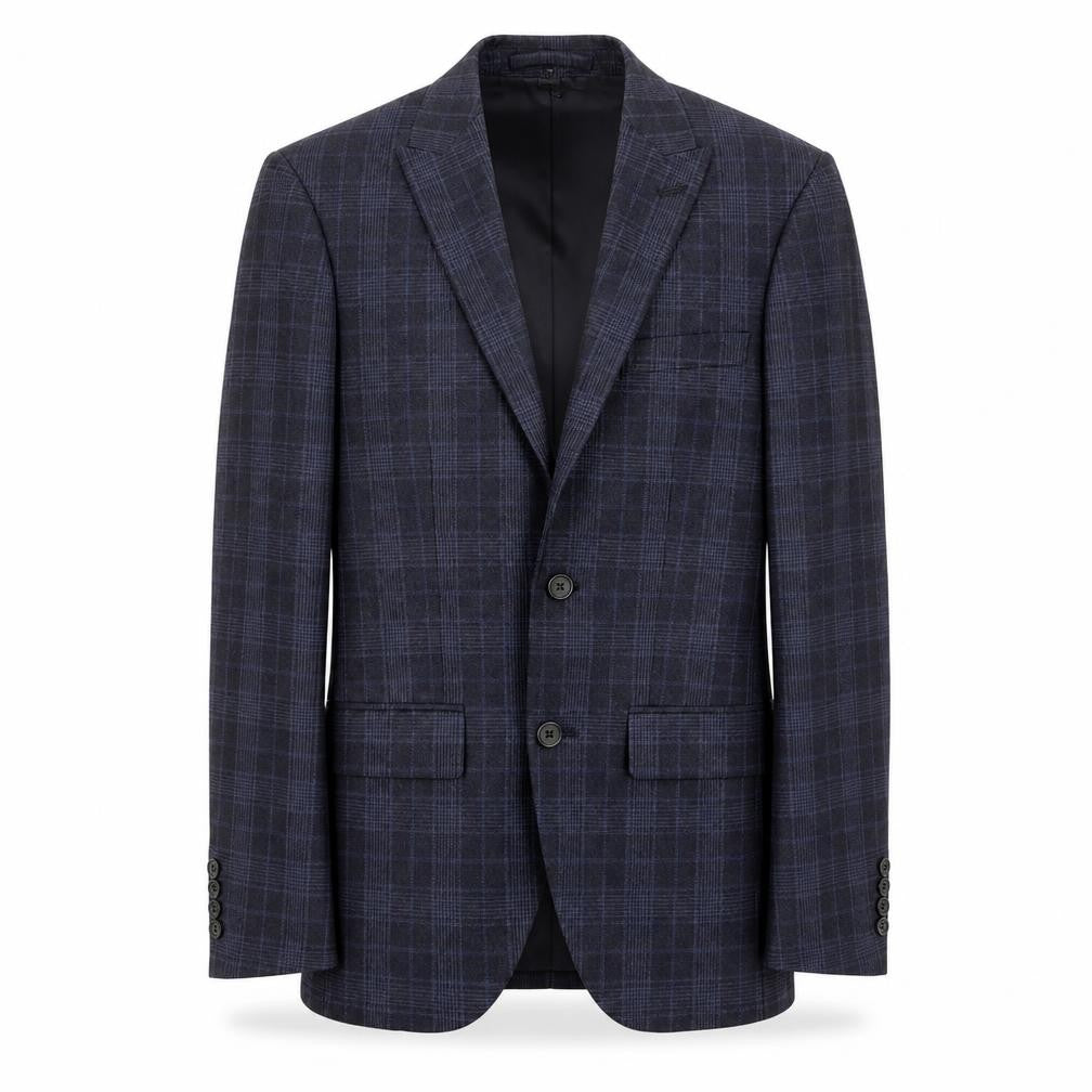 Marks & Spencer Men's Blue Plaid Slim Blazer 34R