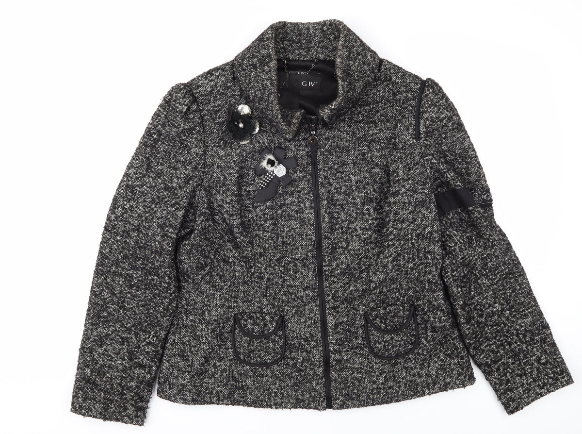 GIVe Women's Black Wool Biker Jacket - Size 5