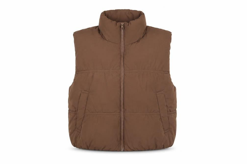H&M Brown Unisex Waistcoat M Polyester Puffer