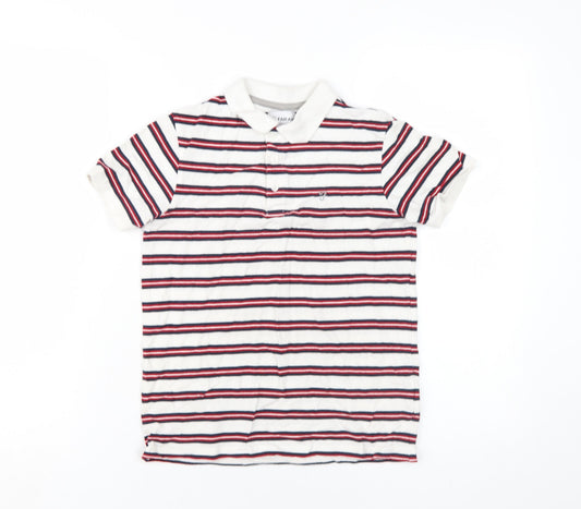 Farah Boys White Striped Polo, Size 10-11, Classic Style