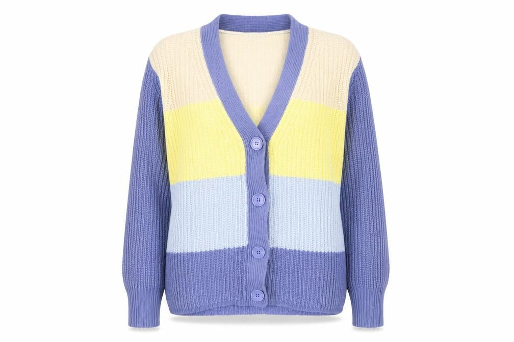 Damart Women's Multicoloured Striped Cardigan Size 10/12