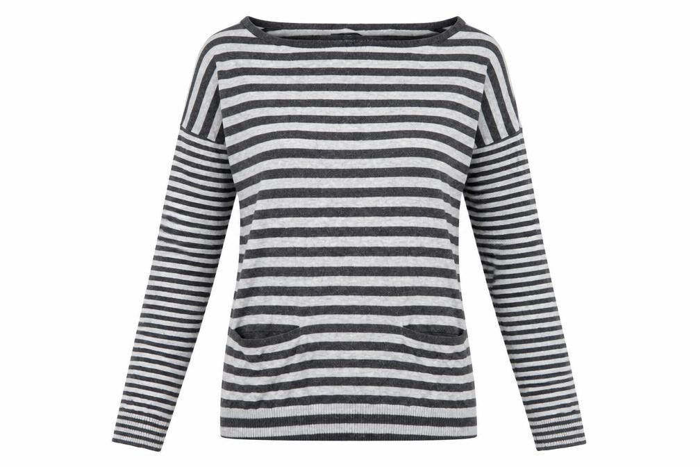 Gap Women's Grey Striped Pullover Jumper, Size 10