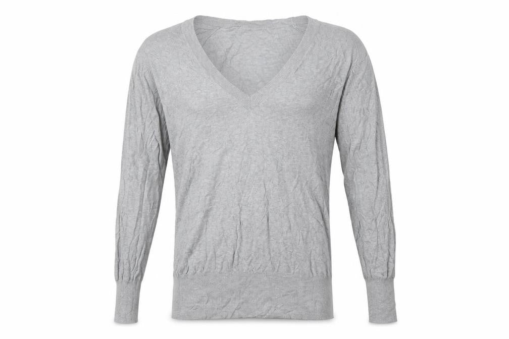 Zara Unisex Grey V-Neck Silk Cotton Pullover Jumper L