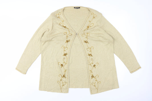 Berketex Women's Gold Cardigan, Size 18, Embroidered