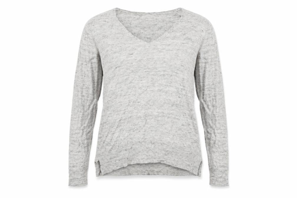 Gap Women's Grey V-Neck Cotton Pullover Jumper