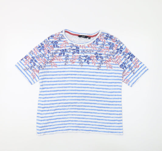 Isle Essentials Women’s Blue Striped Floral T-Shirt M