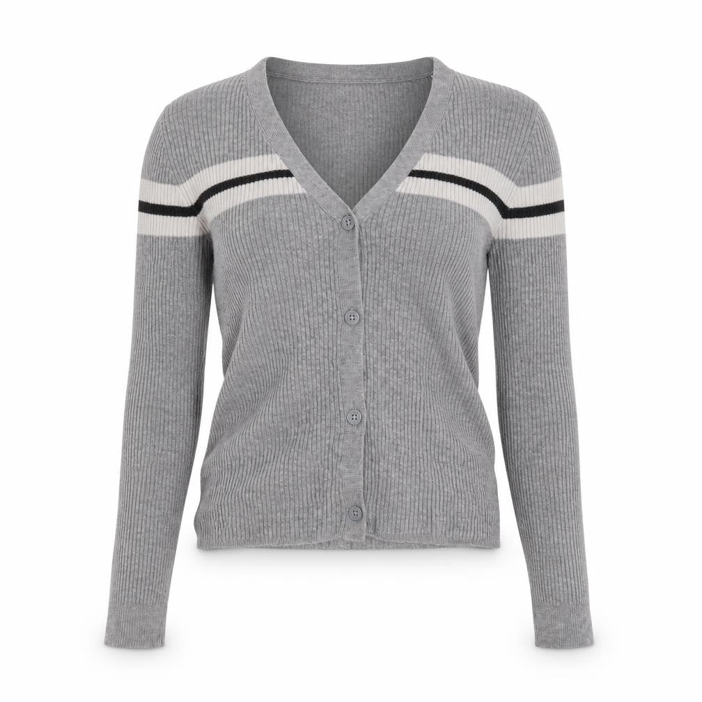 Pull & Bear Women's Grey Cardigan Medium V-Neck Long Sleeve