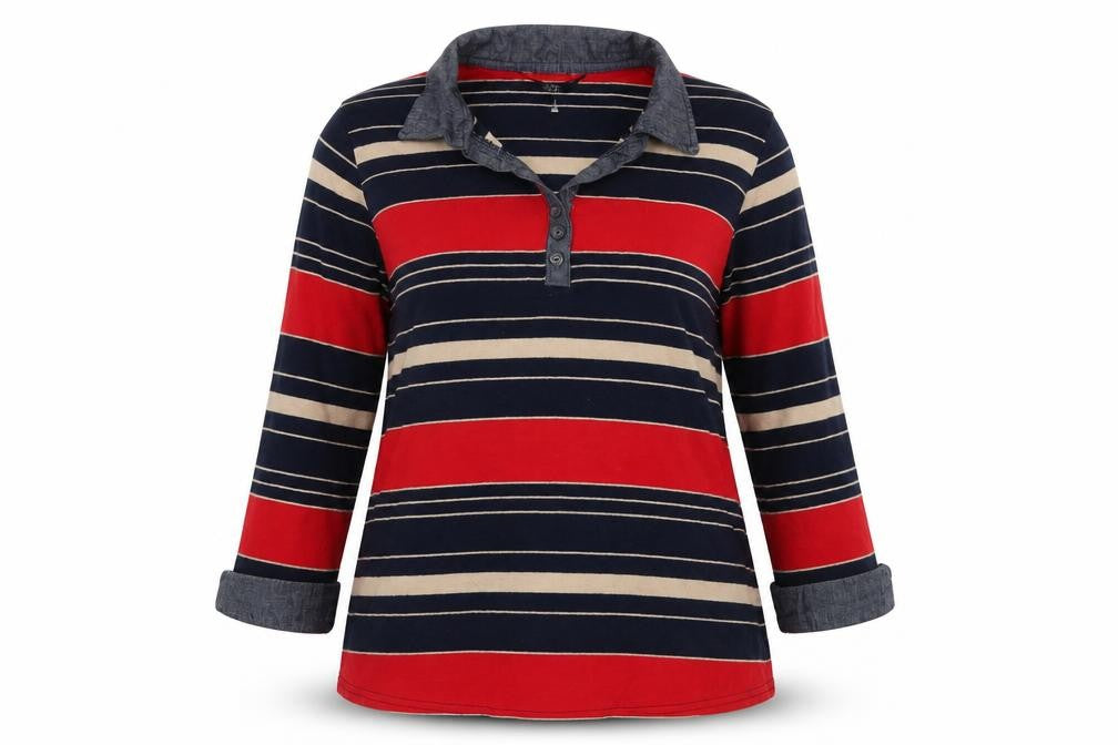The Edinburgh Woollen Mill Women's Striped Polo - Size 14-16