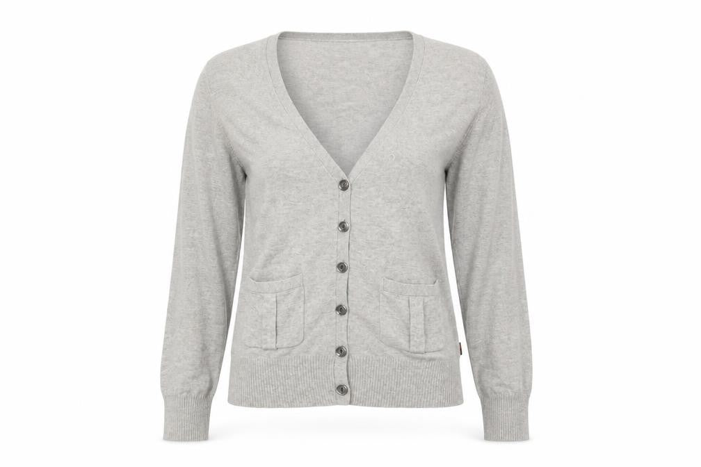 Ralph Lauren Women's Grey V-Neck Cardigan M