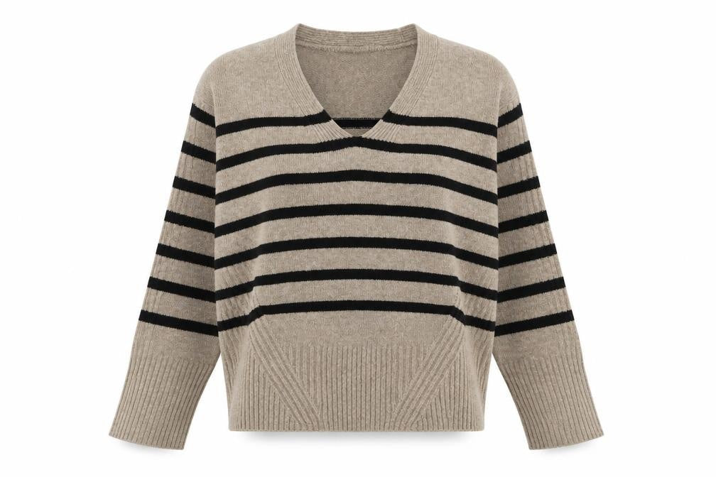 Marks & Spencer Women's Beige Striped Jumper, S