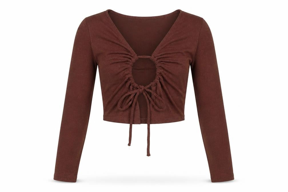 New Look Brown Cropped Top, Women's S, Casual Style