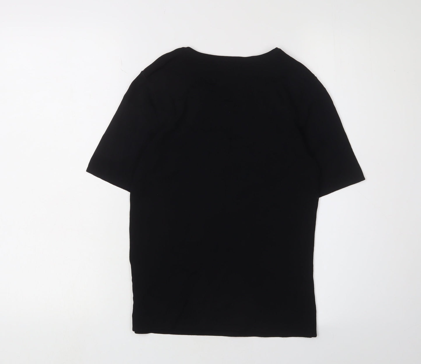 SKY Women's Black Embroidered XS Basic T-Shirt
