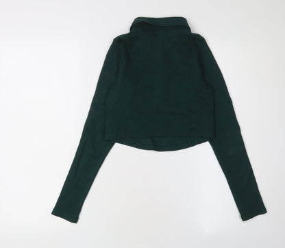 Back view of Motel Rocks Green Collared Cropped Polo - M