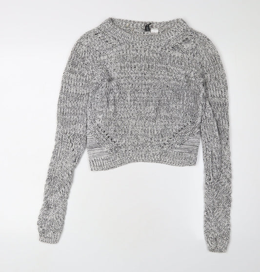 H&M Women's Grey Cotton Pullover Jumper 2XS