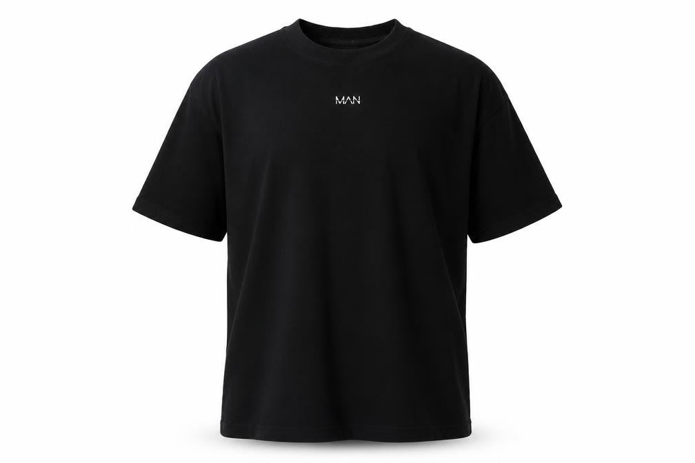 boohooMAN Black Cotton T-Shirt Men L Short Sleeve Casual