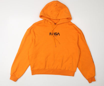 H&M Womens Orange Pullover Hoodie, Medium