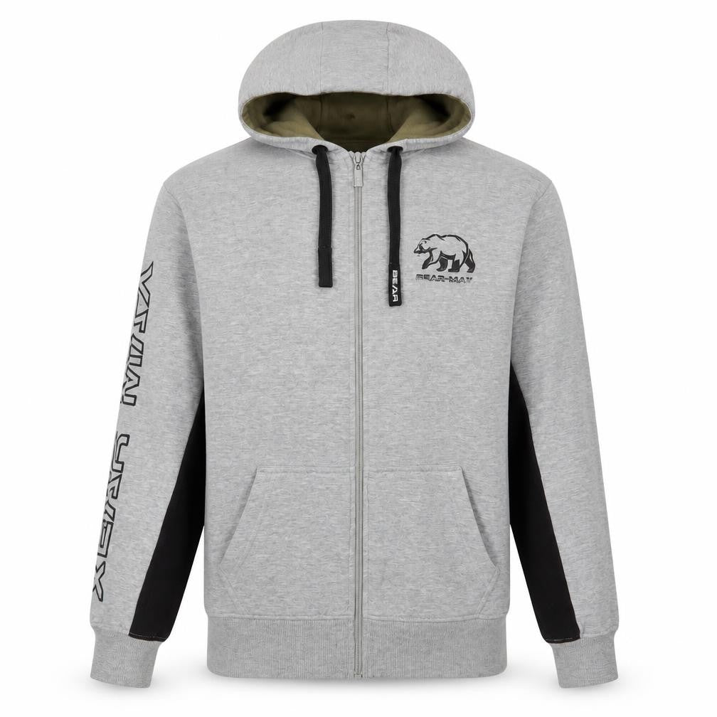 Bear-Max Men's Grey Full Zip Hoodie M