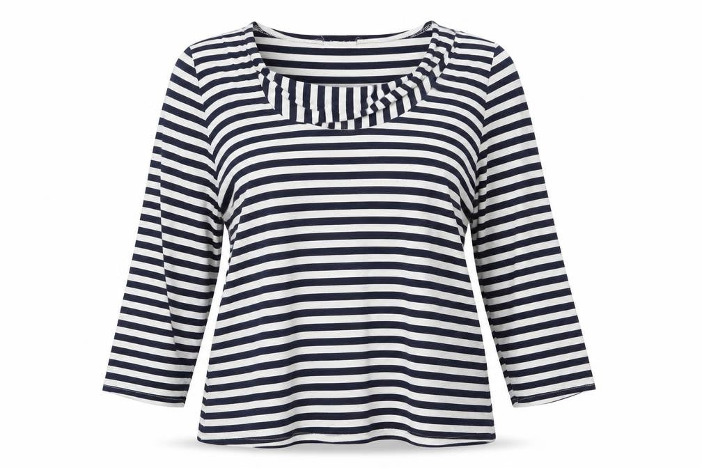 Roman Women's Blue Striped 3/4 Sleeve T-Shirt Size 16