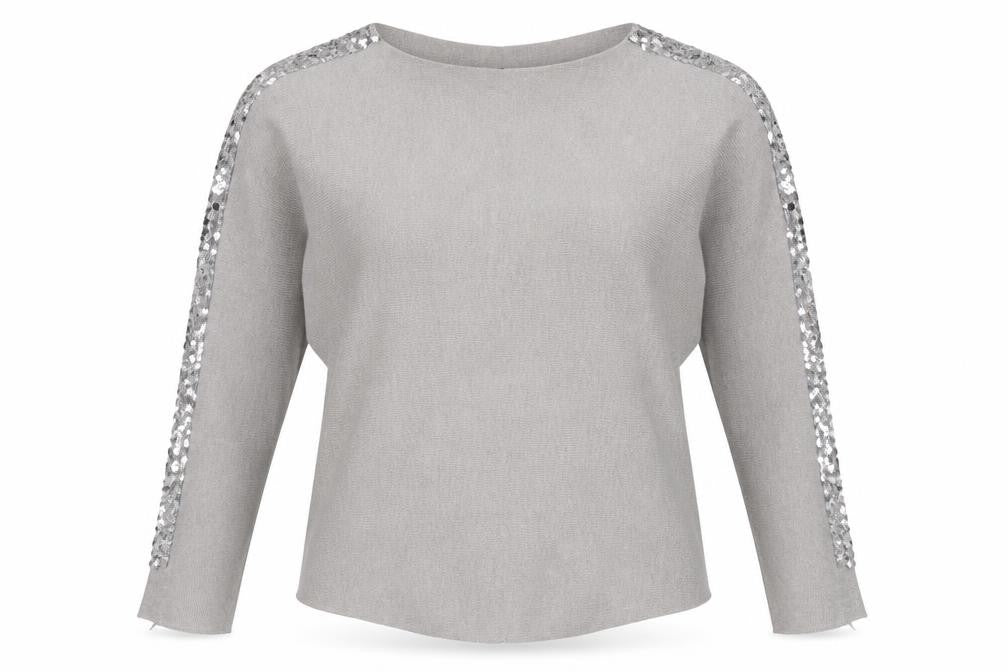 Quiz Women's Grey Sequin Pullover Jumper UK 6