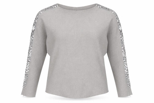 Quiz Women's Grey Sequin Pullover Jumper UK 6