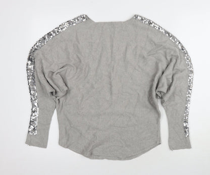 Quiz Women's Grey Sequin Pullover Jumper UK 6