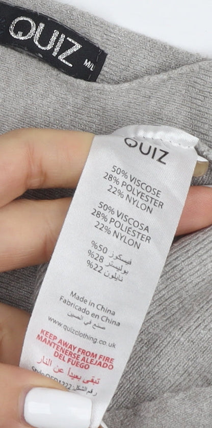 Quiz Women's Grey Sequin Pullover Jumper UK 6