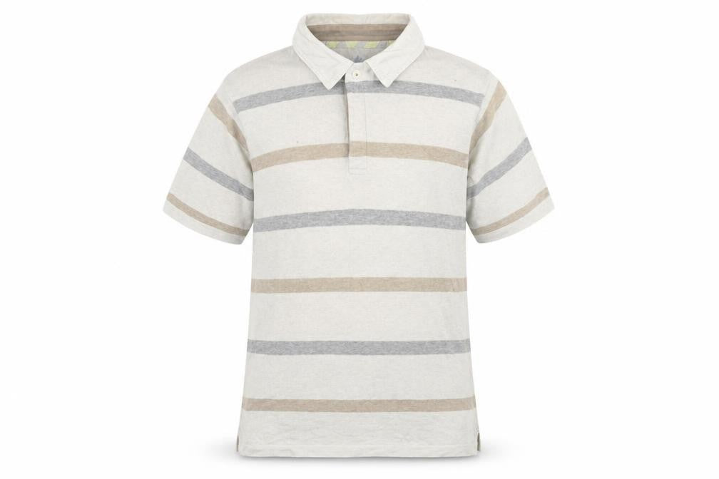 Marks & Spencer Men Beige Striped Polo, Size S