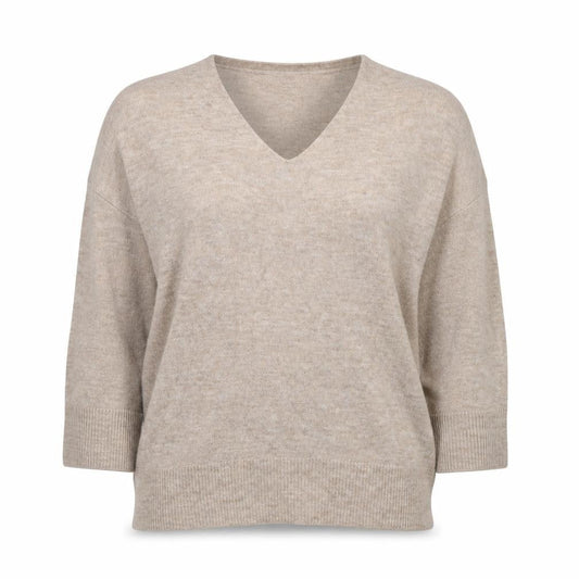 H&M Women's Beige V-Neck Pullover Jumper M