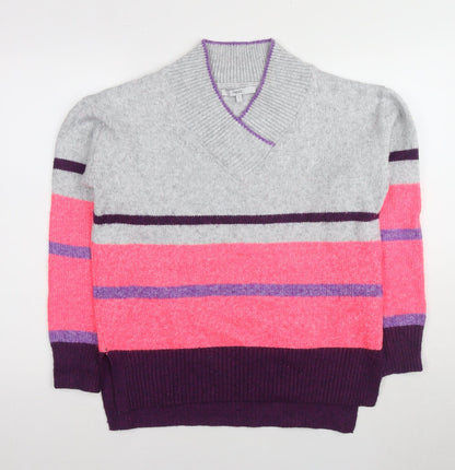 Next Women's Multicoloured Striped V-Neck Jumper S