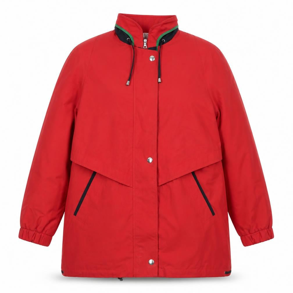Sportiv Women's Red Relaxed Fit Long Jacket with Drawstring