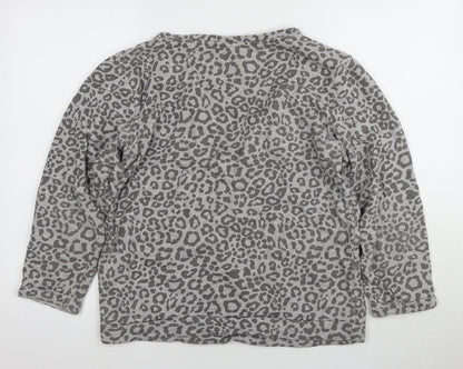 ESMARA Women's Grey Animal Print Pullover Sweatshirt