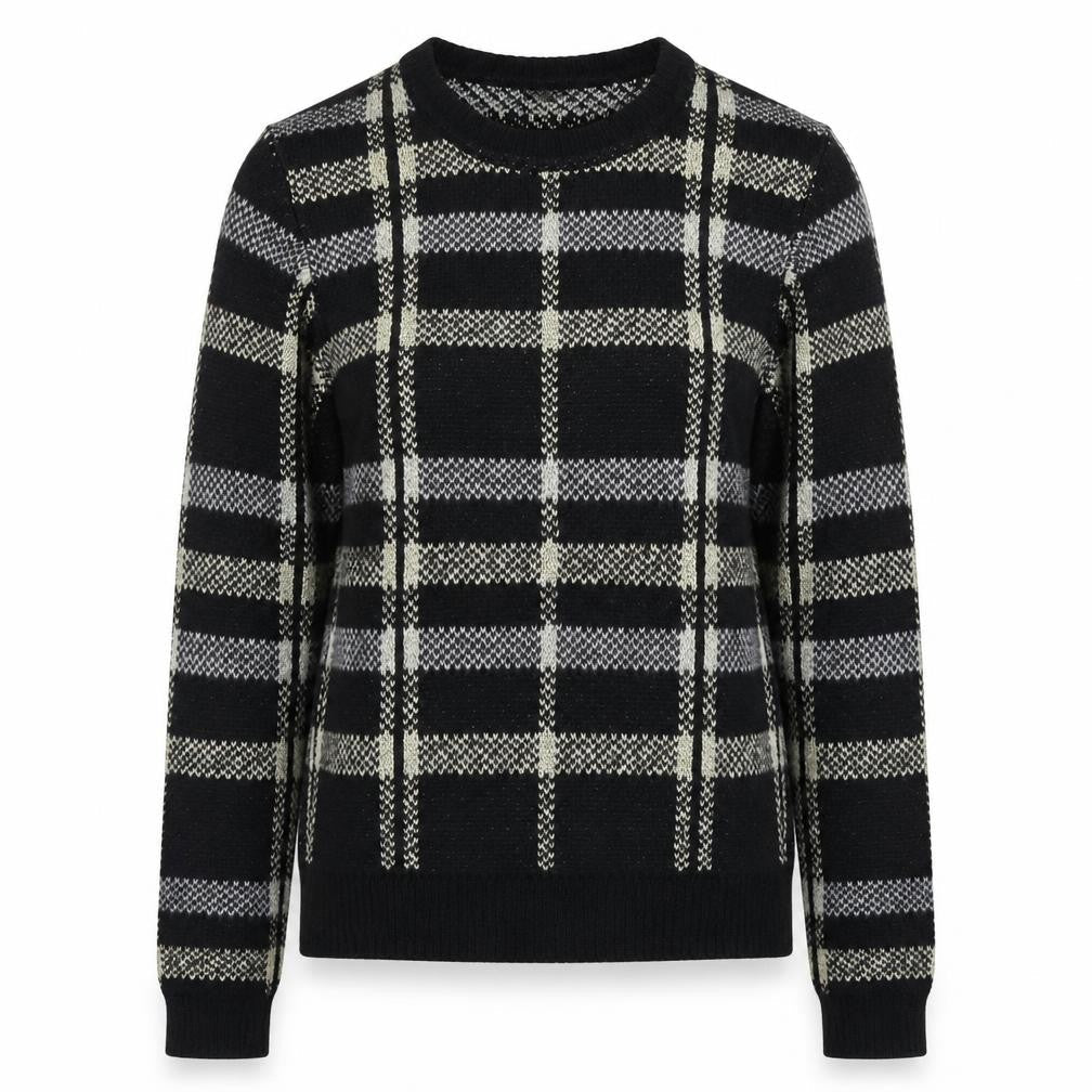 Oasis Women's Black XS Pullover Check Jumper