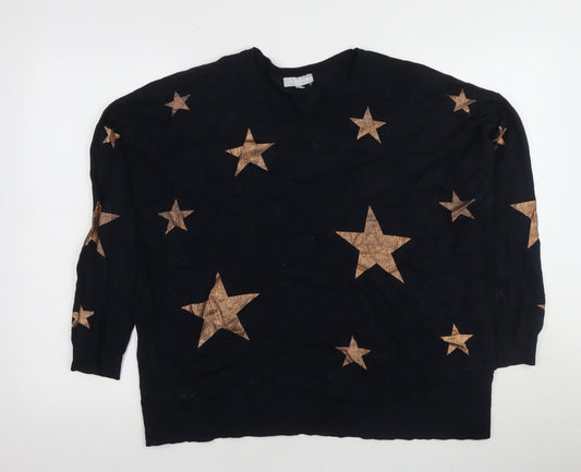 Red Herring Women's Black Star Jumper Size 10