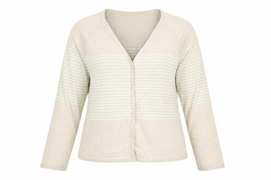Cerruti 1881 Women's Beige Striped Cardigan Size 14
