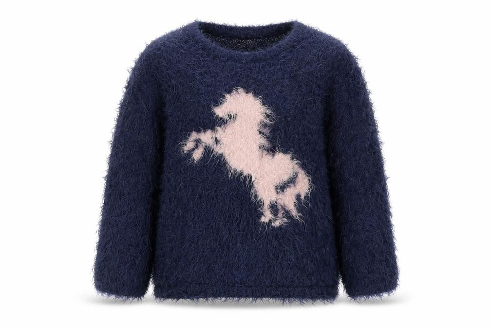 Hatley Girls Blue Animal Print Pullover Jumper 4 Years