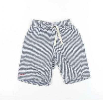 Additional front view of Tom Joule boys’ blue striped sweat shorts, 3 years, elastic waist